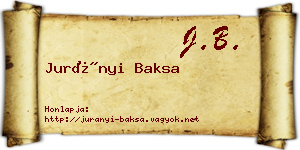 Jurányi Baksa névjegykártya